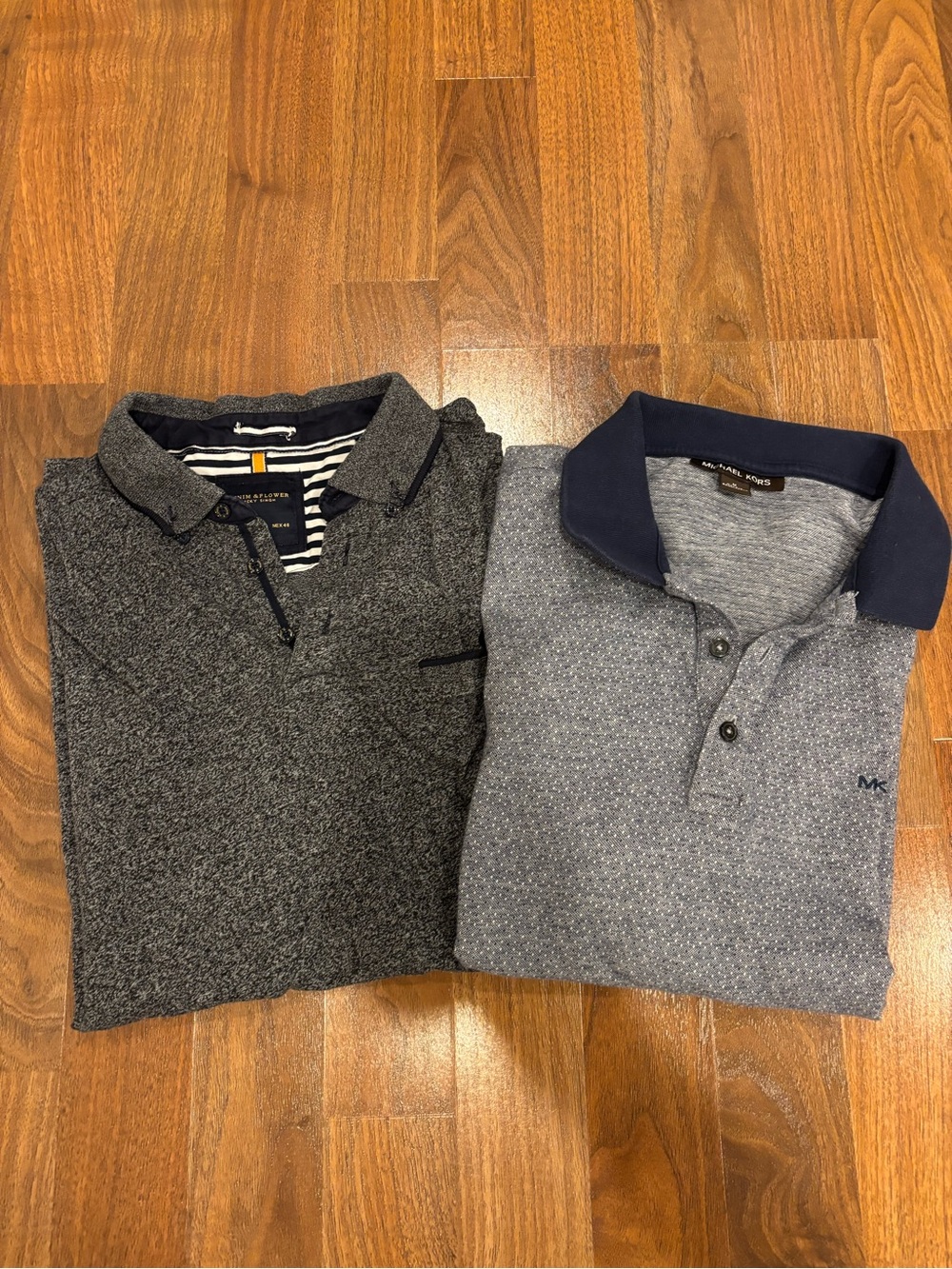 BUNDLE of 2 Men’s Medium Polo Short Sleeve Shirts Denim & Flower Michael Kors